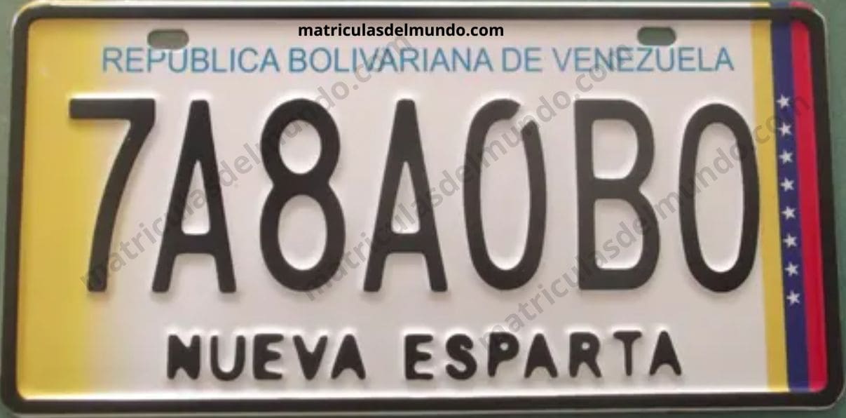 Placa vehicular de Nueva Esparta Venezuela para bus interurbano con formato actual de transporte público