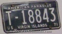 Matrícula americana de las Islas Vírgenes Americanas antigua azul AMERICAN PARADISE