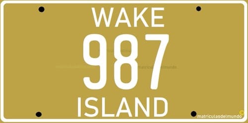 Matrícula de coche de la Isla Wake con fondo marrón