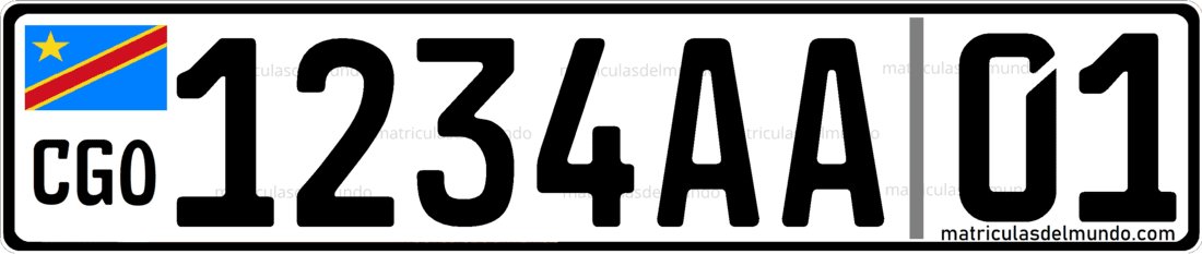 Current ordinary car license plate of the Democratic Republic of the Congo