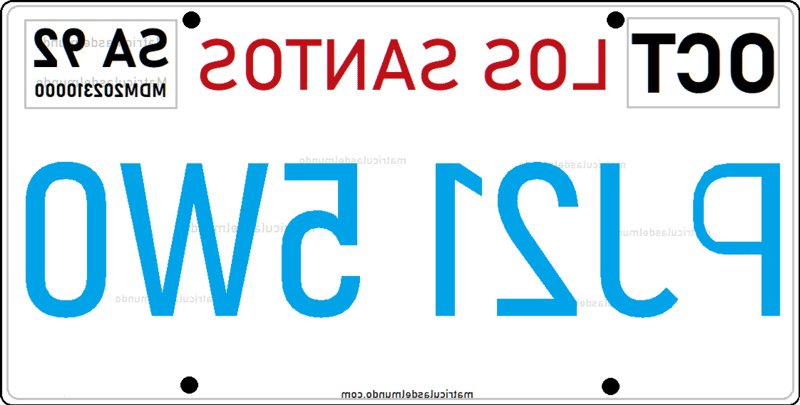 Mirrored license plate in GTA San Andreas Mirrored license plate from GTA San Andreas remastered version