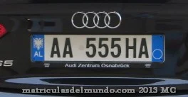 Matrícula de coche de Albania actual con código AL
