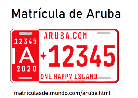Matrícula de coche de Aruba actual con código AUA
