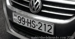 Matrícula de coche de Azerbaijan actual con código AZ