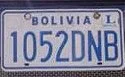 Matrícula de coche de Bolivia actual con código BOL