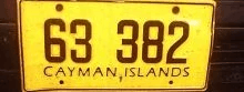 Matrícula de coche de Islas Cayman actual con código 