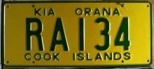 Matrícula de coche de Islas Cook actual con código CK