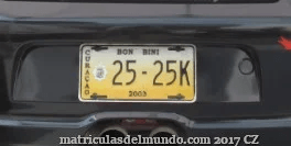 Matrícula de coche de Curaçao actual con código CW