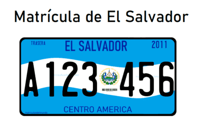 Matrícula de coche de El Salvador actual con código ES