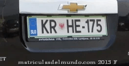 Matrícula de coche de Eslovenia actual con código SLO