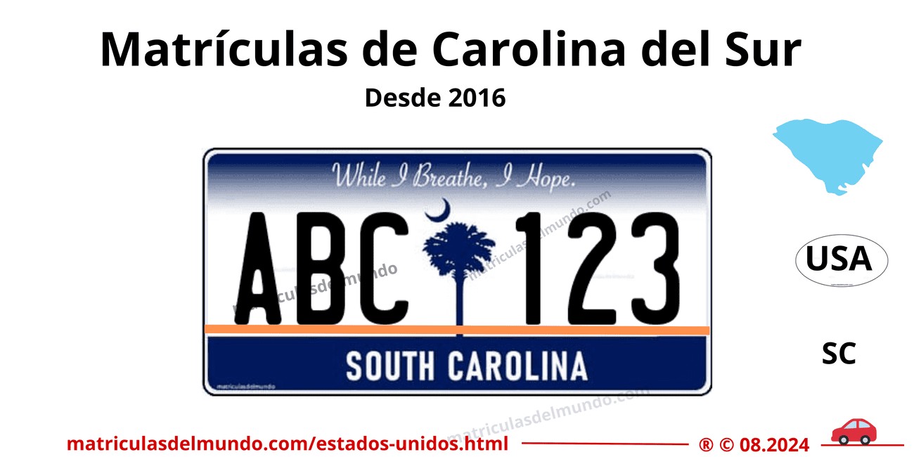 Image of an example plate from South Carolina