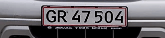 Matrícula de coche de Groenlandia actual con código 
