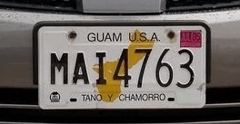 Matrícula de coche de Guam actual con código USA