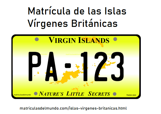 Matrícula de coche de Islas Vírgenes Británicas actual con código BVI