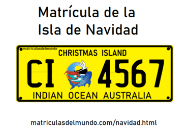Matrícula de coche de Isla de Navidad actual con código CX