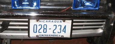 Matrícula de coche de Nicaragua actual con código NIC