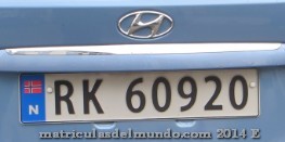 Matrícula de coche de Noruega actual con código N