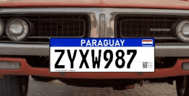 Matrícula de coche de Paraguay actual con código PY