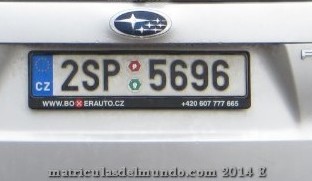 Matrícula de coche de República Checa actual con código CZ