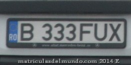 Matrícula de coche de Rumanía actual con código RO