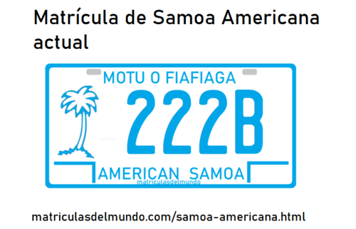 Matrícula de coche de Samoa Americana actual con código AS