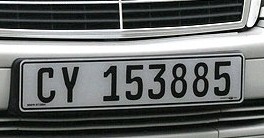 Matrícula de coche de Sudáfrica actual con código ZA