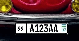 Car license plate from Uzbekistan