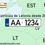 Mapa de matrícula de Letonia actual de ejemplo