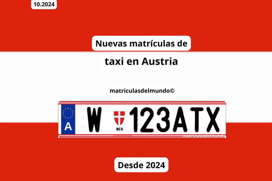 Bandera de Austria con nueva matrícula de taxi en Viena