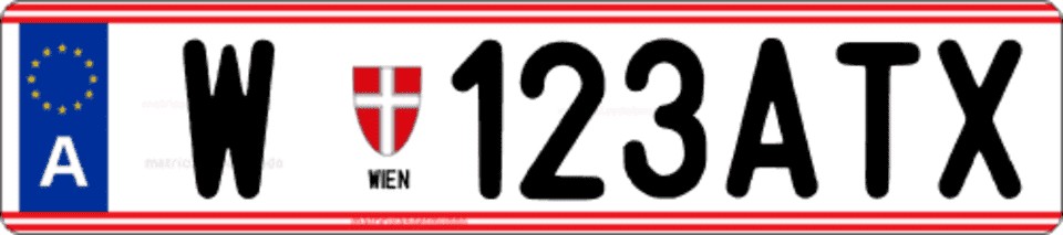 Matrícula de taxi de Viena con el nuevo formato de tres letras