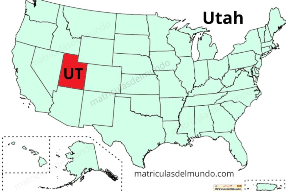 Localización de Utah en el mapa de los Estados Unidos