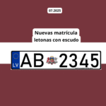 Matrícula de Letonia desde 2026 con escudo y bandera nacional de fondo