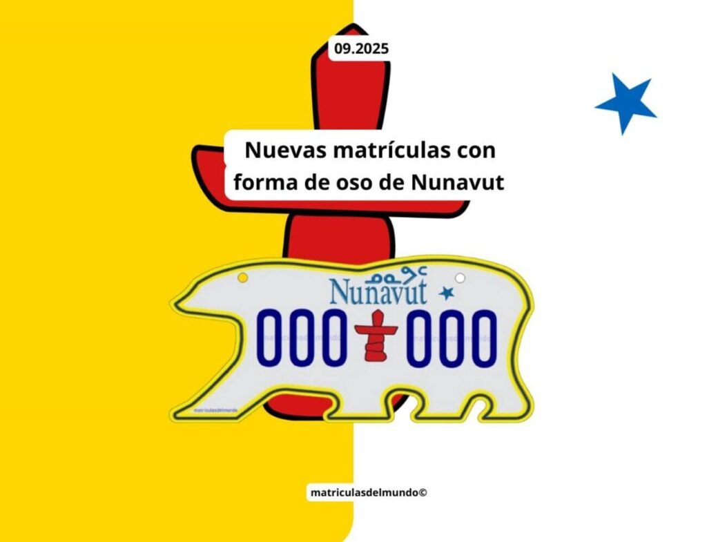 Bandera de Nunavut y las matrículas con forma de oso