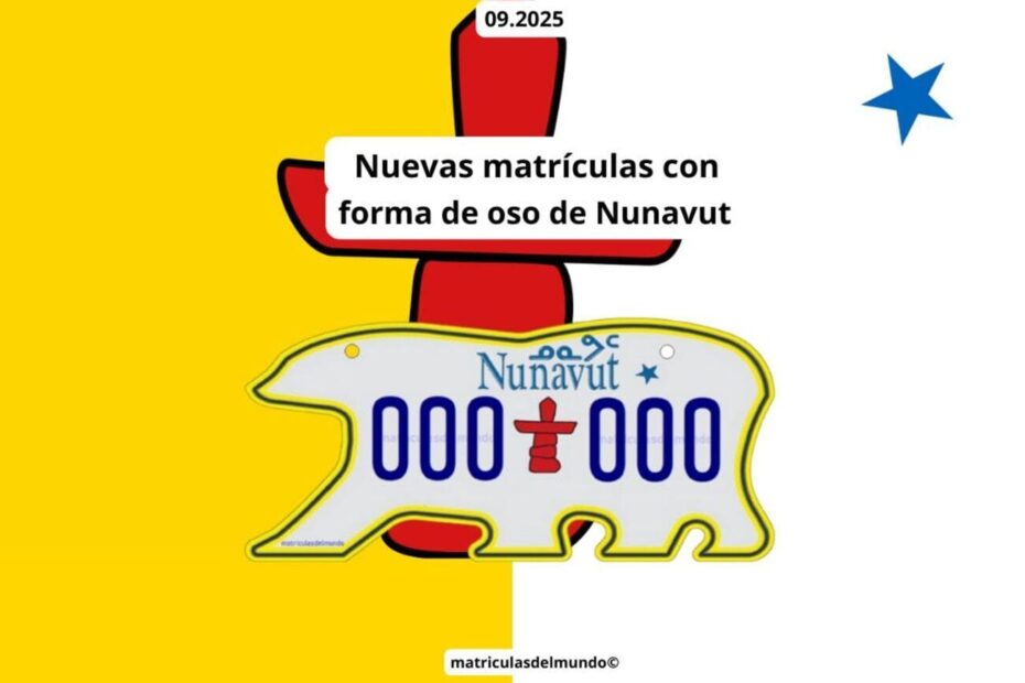Bandera de Nunavut y las matrículas con forma de oso