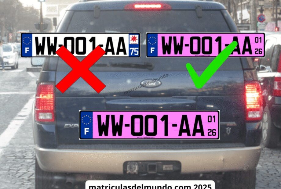 Nuevo sistema de matrículas provisionales francés rosa