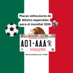 Bandera mexicana con placa vehicular ciudad de mexico especial mundial fifa 2026