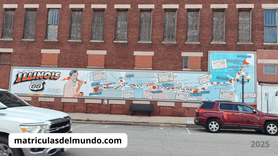 Mural de las ciudades por las que pasa la Ruta 66